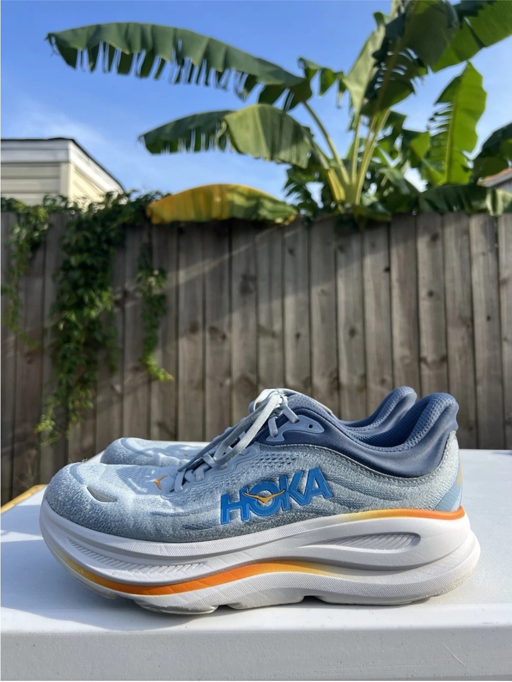 Men’s Hoka Bondi 9 Light Blue and Gray Sneakers size 11.5 4E Extra Wide